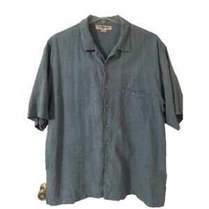 Hook & Tackle XL Light Blue 70% Finest Silk 30% Cotton Short Sleeve Button Shirt